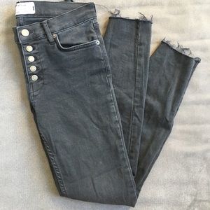 Free People low rise skinny black button up jean